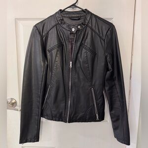 Guess Black Leather Moto Jacket